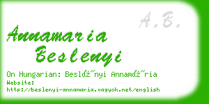 annamaria beslenyi business card